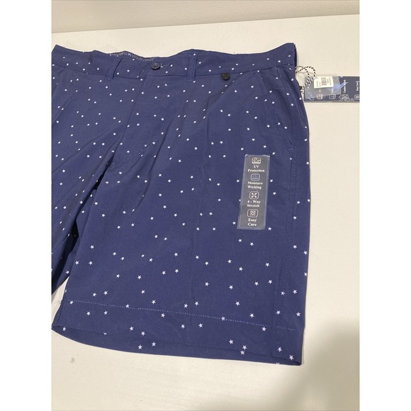 V46 Golf Shorts Mens Size 38 Navy Performance Comfort Stretch All Over Print - Picture 3 of 5